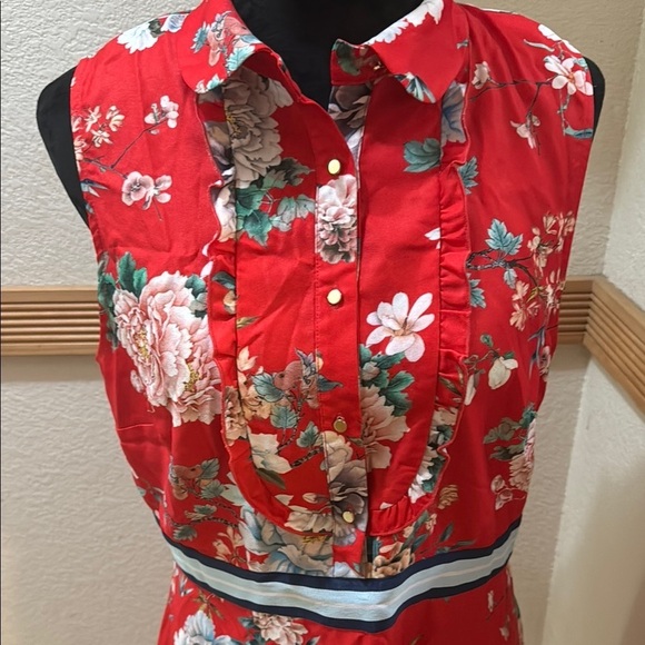 River Island NWT Size UK 16 Floral Red Sleeveless Dress!!! - Picture 7 of 11